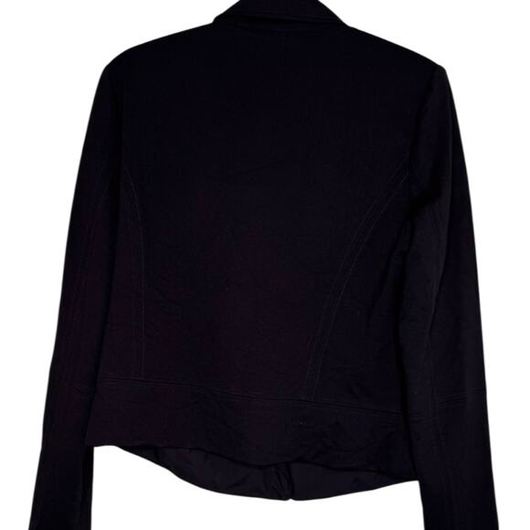 Evereve Black Moto Biker Style Jacket Asymmetrica Silver Zippers Size Medium - Picture 6 of 11